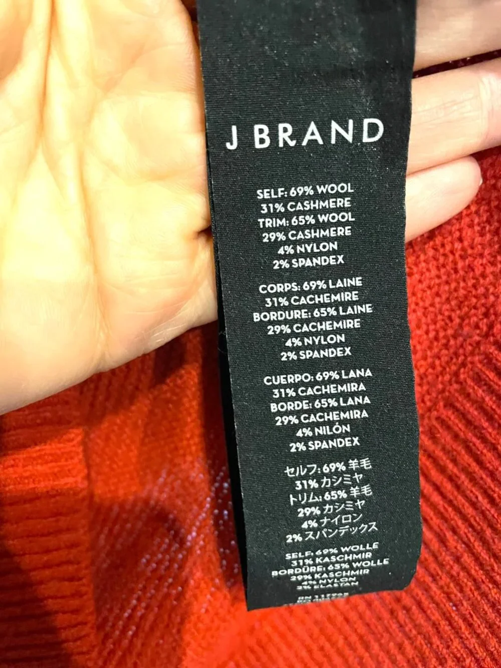 Sweater | Cashmere Blend V Neck Pullover Blood Orange Red M | J Brand Luxe Light - Picture 11 of 14